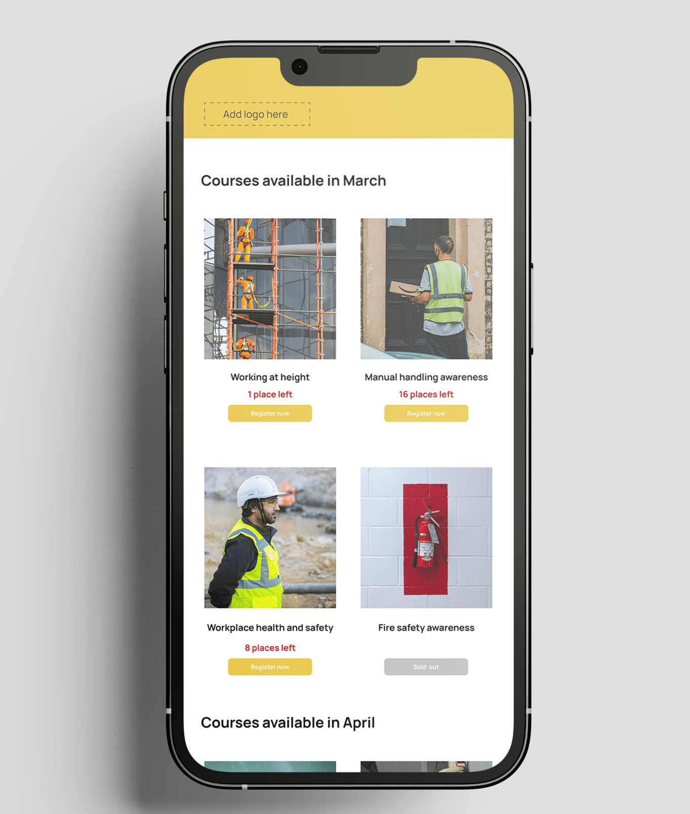 Calendar solution example mockup
