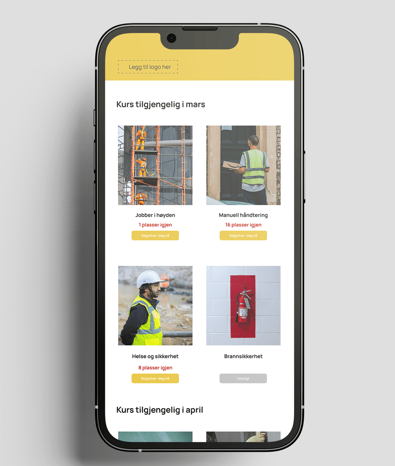Calendar solution example mockup Norsk